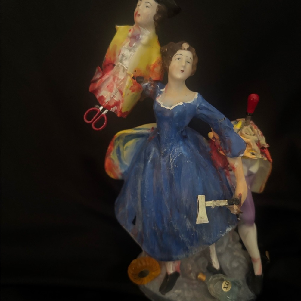 Elegant Blue and Yellow Figurine